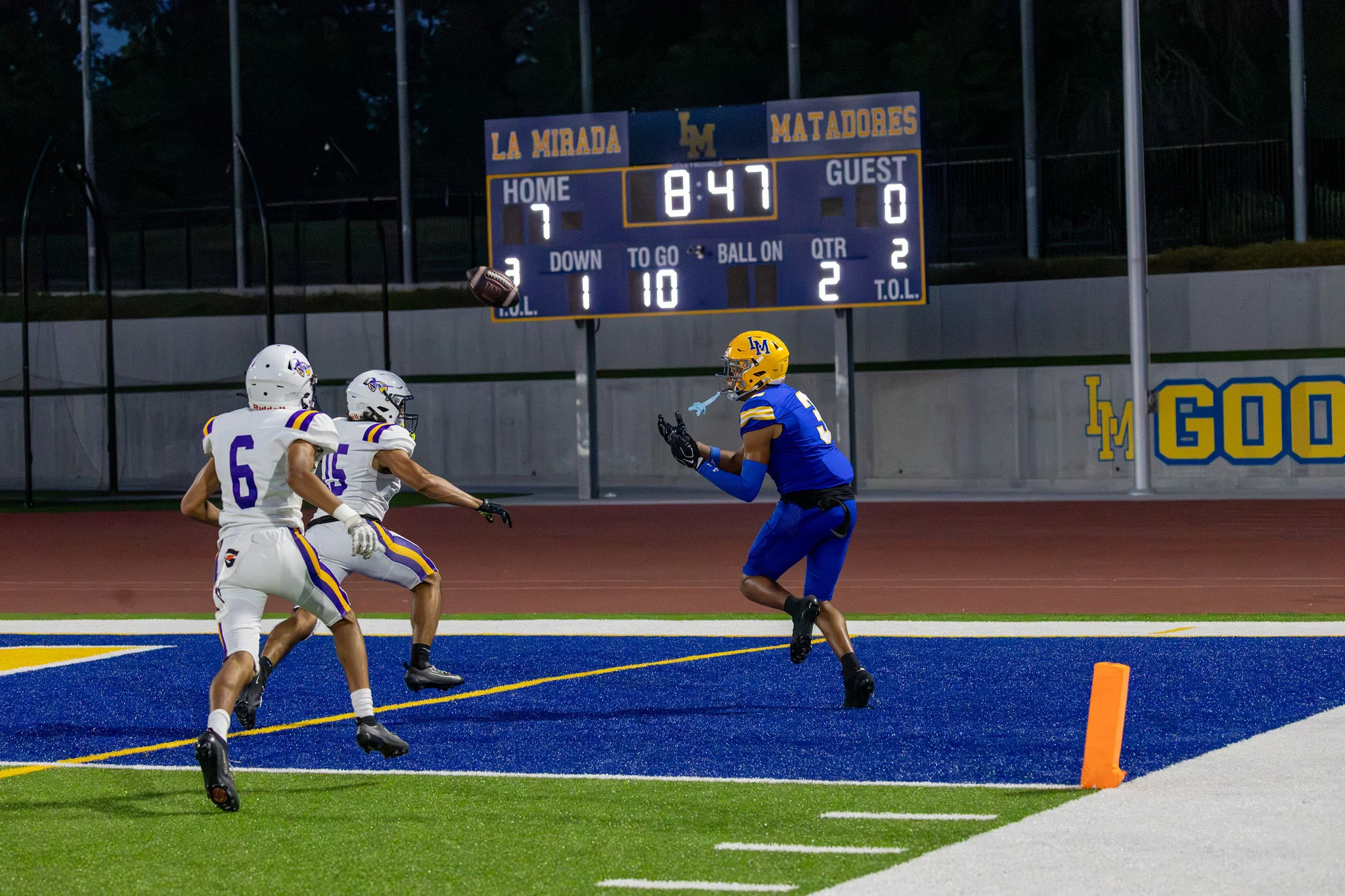 WR waiting for the ball to catch in the endzone